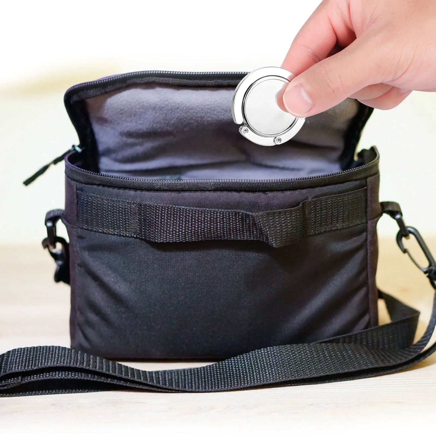 Sleek Foldable Bag Hook – Portable Bag Hanger for Tables